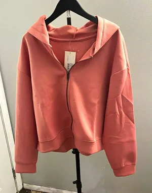 A New Day Women's Plus 1X coral Full Zip Hooded Hoodie thumbnail 1
