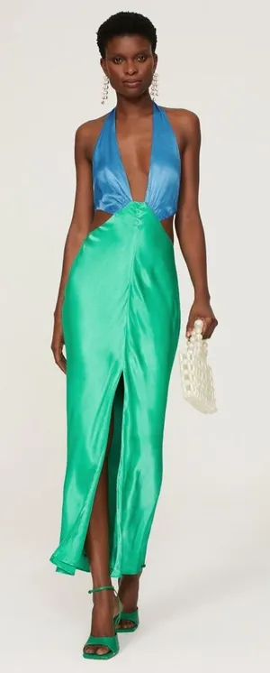 San Sloane Francesca‎ Midi Dress in Size Medium Green thumbnail 1