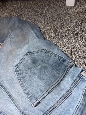 American Eagle Outfitters Slim Straight Light Blue Jeans with Paint Details thumbnail 13
