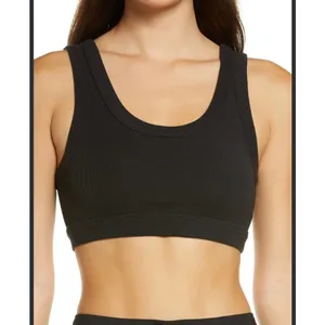 Alo Ribbed Scoopneck Wellness Sports Bra Black Small thumbnail 3