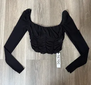 Black Mesh Corset-Style Crop Top TIC TOC Size Small Clubwear Maddy Euphoria thumbnail 1
