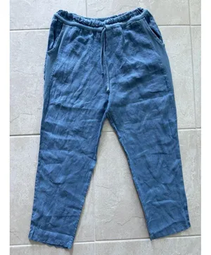 Kaktus Pants Womens Large Blue Linen Italy Lagenlook Boho Coastal Beachy Capsule thumbnail 3