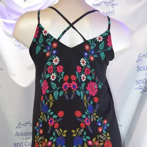 Xhilaration Spaghetti Strap Dress, Floral Pattern on Black Size XL thumbnail 4