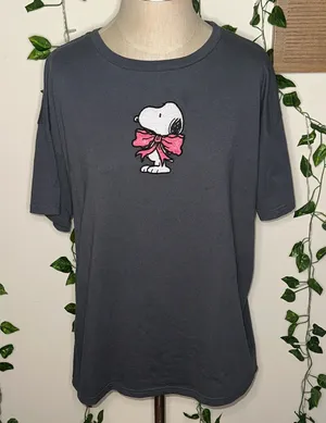 Snoopy Bow Tie Embroidered Graphic Tee Shirt thumbnail 1