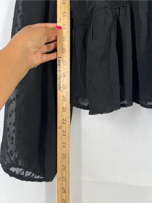 Anthropologie Black Sheer Peplum Blouse Size L Swiss Dot Long Sleeve thumbnail 12