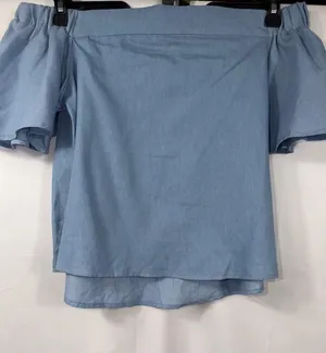 Iris Light Blue Off Shoulder Top Size Medium thumbnail 1