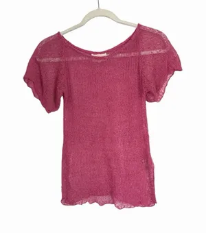 Ambra Maddalena Womens Sz L Pink Frankie Open Knit Sheer Stretchy Top Vintage thumbnail 1