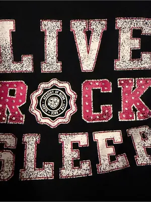2000s vintage style bedazzled bling fitted tank top LIVE ROCK SLEEP graphic tank thumbnail 5