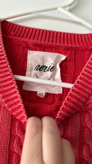 Aerie cropped cable knit sweater thumbnail 2