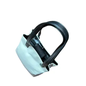 Coach Tote Bag Womens Medium White Canvas Black Leather Shoulder Purse L3J-7441 thumbnail 3