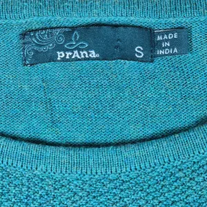 Prana‎ Stacia Sweater Teal Green Geometric Knit Organic Cotton Size S thumbnail 3
