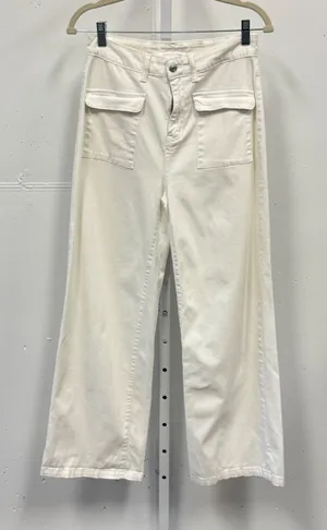 Dokotoo Womens Size 8 Off White Wide Leg Utility Cargo Pants High Rise Denim thumbnail 1