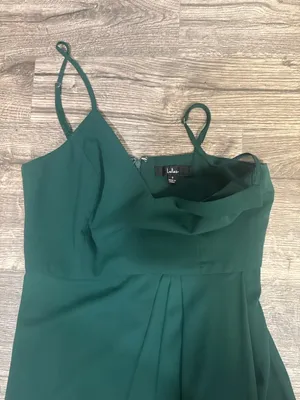 Lulu's Emerald Green Spaghetti-Strap Midi Dress with Front Slit thumbnail 4