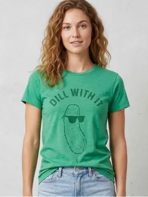 CRAZY DOG T-SHIRTS Dill With It Short Sleeve Tee S 16” p2p Green EUC thumbnail 1