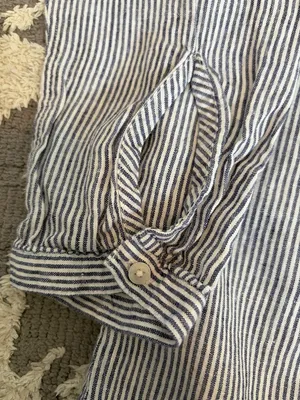 L.L.Bean Linen Pinstripe Pullover Shirt Sz Small Coastal Grandmother Breezy W3 thumbnail 8