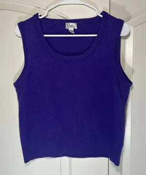 Lilly Pulitzer Sweater Vest Womens Large Purple Cashmere Blend‎ Scoop Neck Knit thumbnail 1