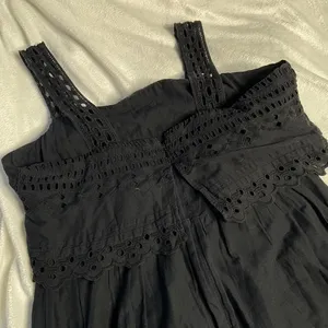 J.Crew Black Eyelet Midi Dress Womens 10‎ Sleeveless Tiered Cotton Scalloped Hem thumbnail 5