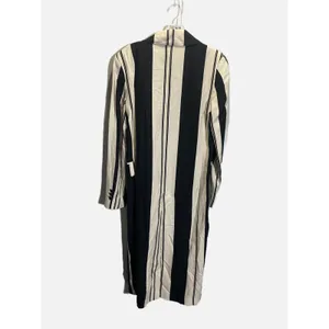 Zara Striped Blazer Dress Womens XS Black‎ White Long Double Breasted Maxi Coat thumbnail 6