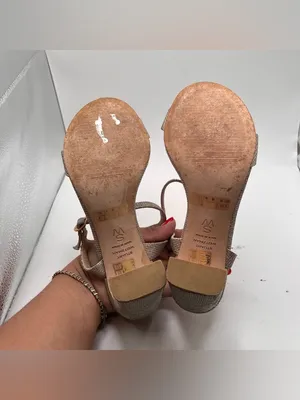 Stuart Weitzman Glitter Champagne AnkleStrap Block heel Babette 85 Shimmering 6B thumbnail 8