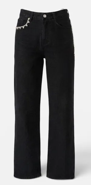 NWT Steve Madden Women's Swift Jeans Rhinestone Black SZ-28 thumbnail 1