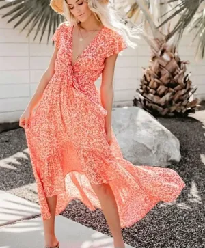 ✨Vici Kissed By The Sun High Low Pocketed Tie Maxi Sz Medium Dress✨ thumbnail 1