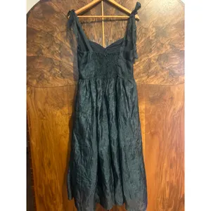 LULU'S Loveliest Muse Midi Dress Dark Teal Burnout Tie-Strap No Size L or XL thumbnail 4
