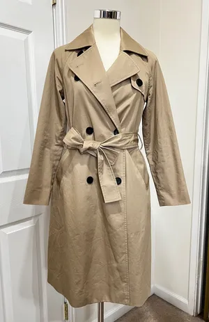 Everlane The Cotton Modern Trench Coat Size XXS Khaki Tan Cornstalk Lined thumbnail 1