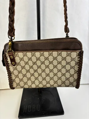 Gucci Beige and Brown GG Canvas Crossbody Bag with braid trim thumbnail 3