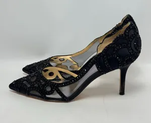 Badgley Mischka Ginny D’Orsay Black Embellished Mesh Pointed Toe Heels Size 9 thumbnail 1