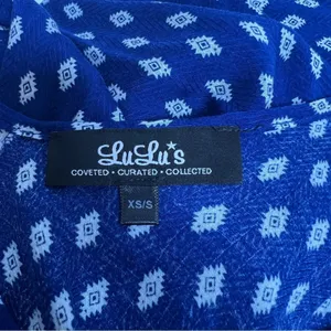 NWT Lulu’s Wander‎ West Navy Blue Southwest Print Maxi Dress Sz XS/S thumbnail 7