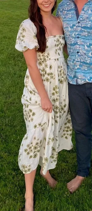 Abercrombie & Fitch Flowy Linen-Blend Midi Dress thumbnail 1