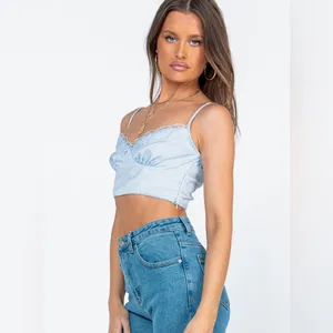 Princess Polly Old School Love Crop Top in Blue Size 2 thumbnail 6