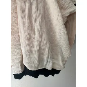 Zara Crochet Knit Bodice Crinkle Midi Dress Cream Black Boho Summer Flowy Size M thumbnail 6