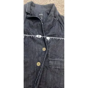 Nic+Zoe Womens Denim Blazer Jacket Dark Wash Indigo Raw Hem Large‎ L thumbnail 6