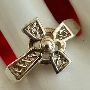 Vintage Sterling Silver Celtic Cross Ring – 925 Hallmarked, Gothic Celtic Style Silver thumbnail 2