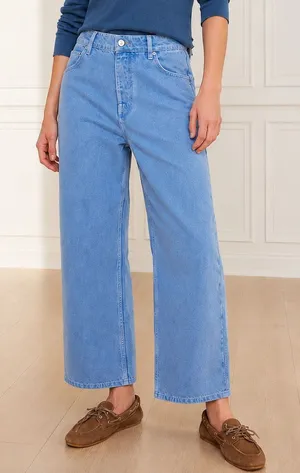 Free People We The Free Deep Trance Dropped Barrel Jeans Size 27 Ocean Blue Wash thumbnail 1