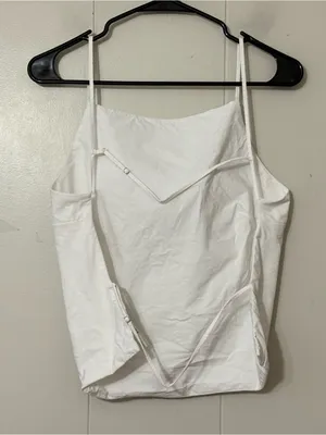 Anthropologie White Open Back Cami Tank Top Size Medium Minimalist Summer Top thumbnail 5