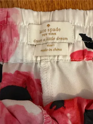 Kate Spade Roses Satin Pajama Set Long Sleeve Top and Shorts Size Large thumbnail 7