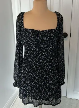 White Fox Marina Mini Dress Black Floral thumbnail 1