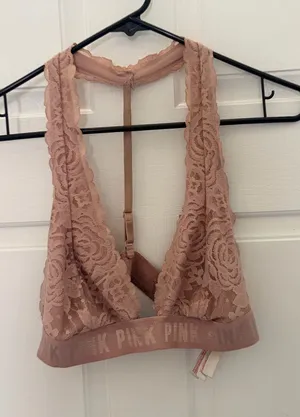 PINK Victoria's Secret Rose Taupe Lace Bralette thumbnail 1