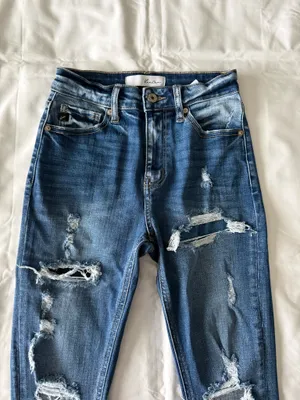 Medium Wash High Rise Distressed Ankle Jeggings thumbnail 3