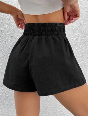 SheIn Black High-Waist Elastic Casual Lounge Shorts thumbnail 7
