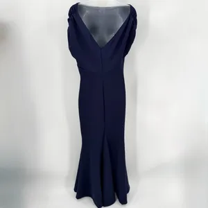 Formal Dress Womens M Navy Blue Boatneck V-back Mermaid Long Maxi Elegant Gown thumbnail 2
