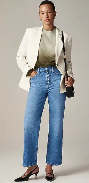 J Crew 96 Slim Cropped Ankle Leg Button‎ Fly Denim Jeans Medium Wash Size 33 thumbnail 1