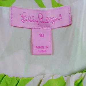 Lilly Pulitzer Darcia Silk Dress Wishing You Were Here Limeade Sz 10 NO BELT thumbnail 3