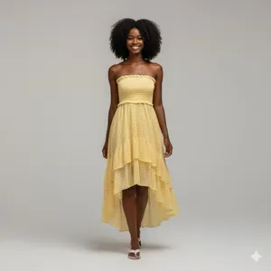 Anthropologie Yellow Gingham Dress Medium Low Coquette Cottagecore Boho Ruffle thumbnail 2
