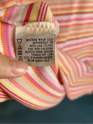 Kohl’s Sonoma for Life Women's Short Sleeve Stripe Tee - Pink & Yellow | Size L thumbnail 4