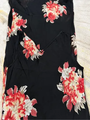 Vintage Temptation Black Floral Maxi Dress 90s Rayon Chiffon Overlay Size M thumbnail 9