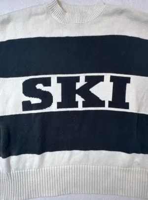 Sincerely Jules Womens SKI Graphic‎ Knit Sweater White Black Medium ST21841 thumbnail 1