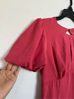 City Studio Womens S Pink Jacquard Puff Sleeve Open Back Tie A Line Dress thumbnail 5